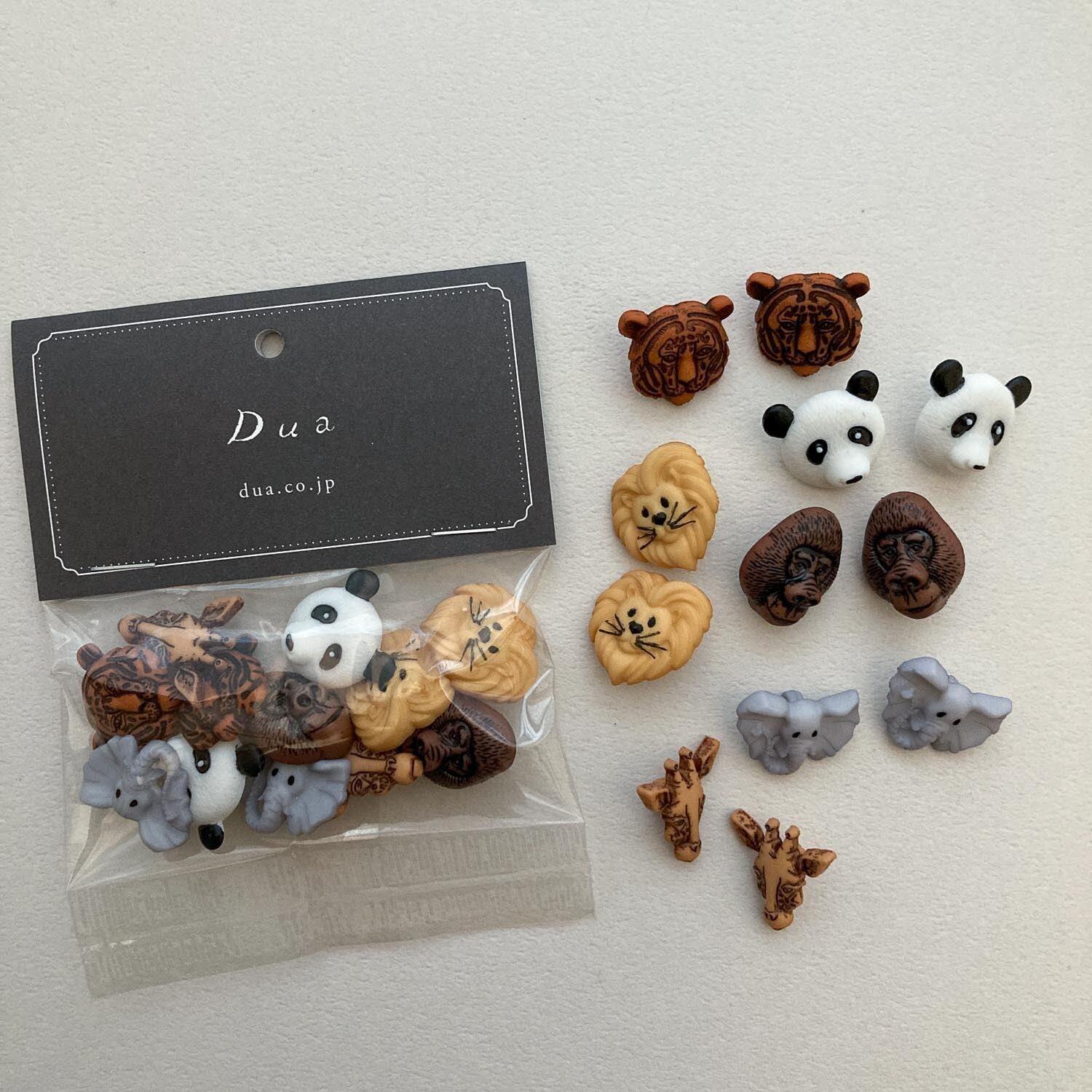 〈再入荷〉JJボタン 動物たちの顔ボタンパック(12p)