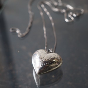 Carved puffy heart necklace silver 925 Italy パフィーハート ベネチアンチェーン ネックレス