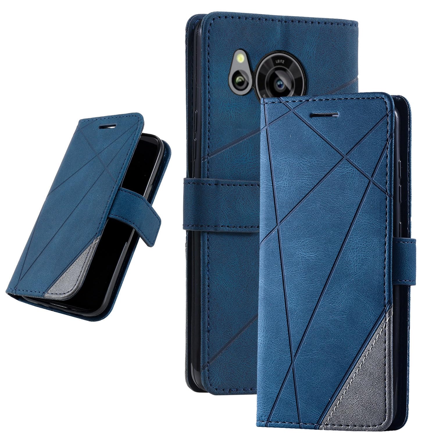 UnivoColors SHARP AQUOS Sense7(SH-53C/SHG10/SH-M24)手帳型ケース 対応 ギャラクシー 財布型カバー カード収納 ストラップ付き スタンド機能 マグネット開閉 軽量TPU 横置き機能 スマホケース 防指紋 レンズ保護 落下防止 全面保護(ブルー)
