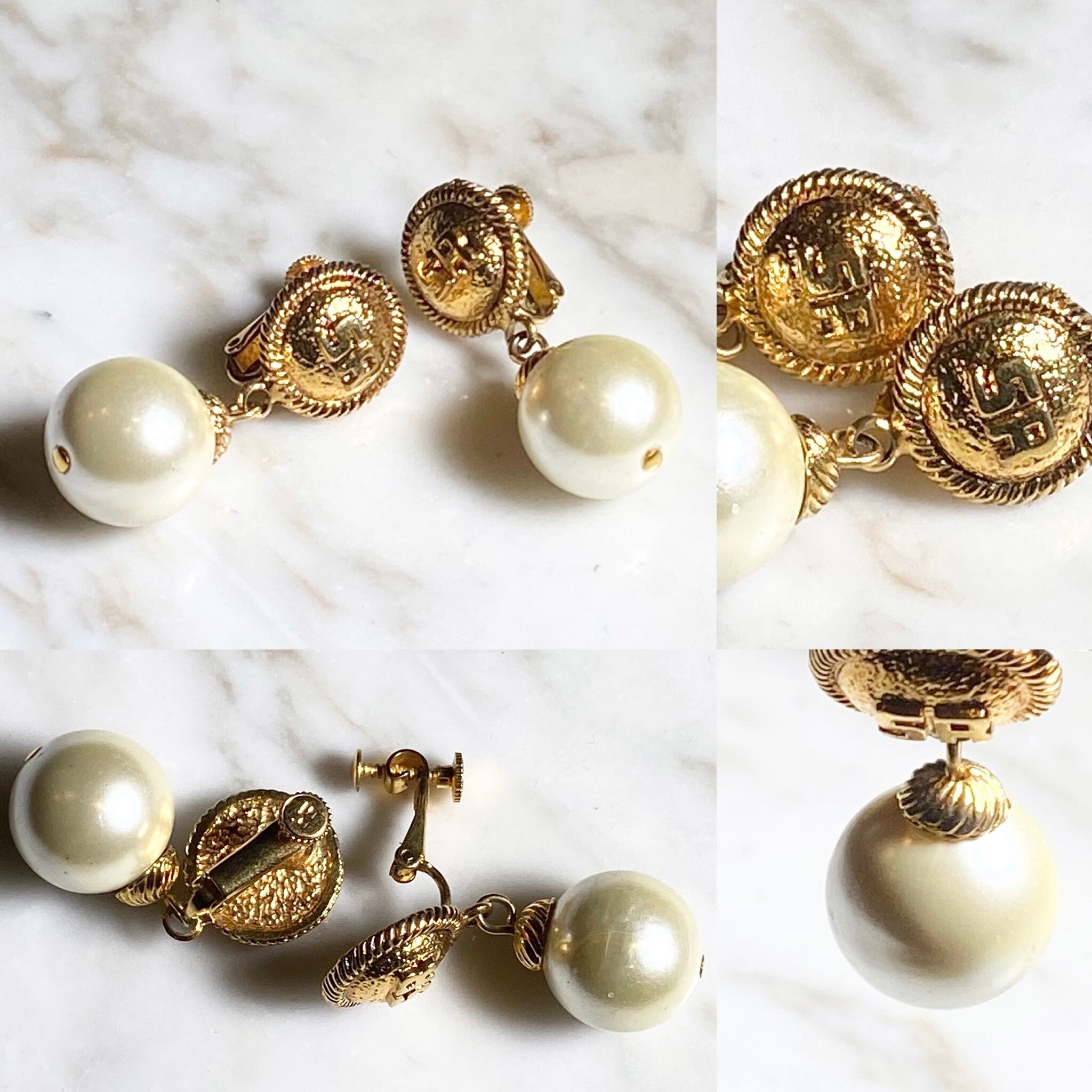 vintage SONIA RYKIEL fake pearl earrings NOIR ONLINE