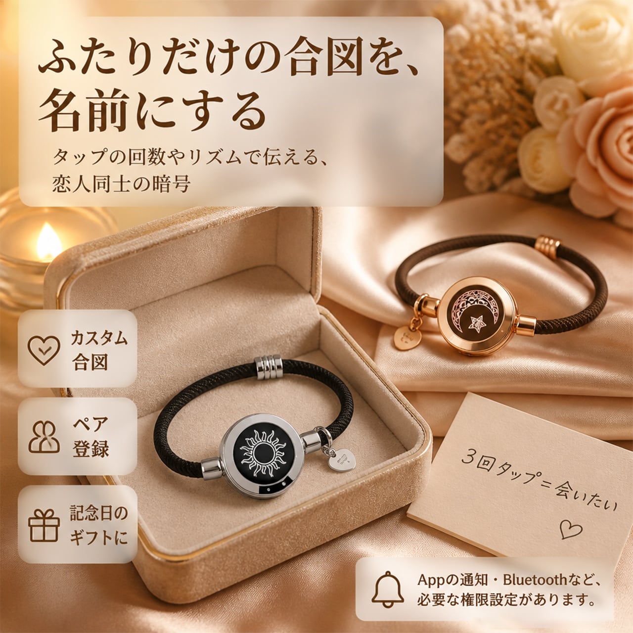 B30 .遠距離恋愛カップル用 遠隔感応スマートブレスレット ワンタッチ