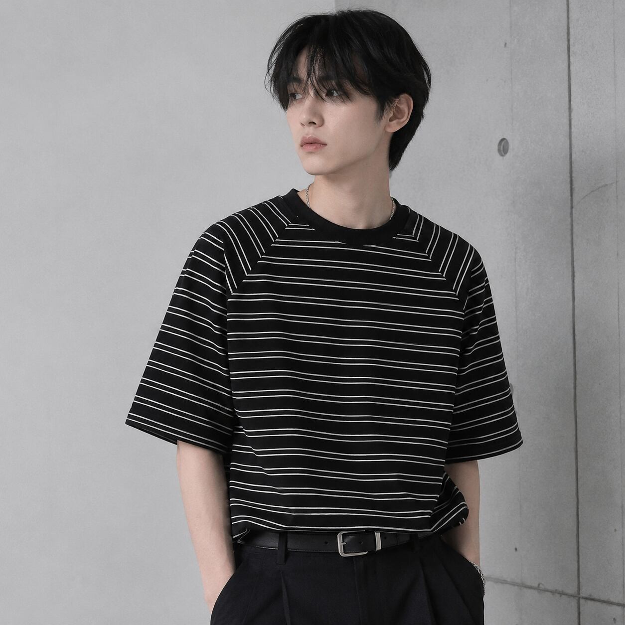 Striped round neck T-shirt 0003