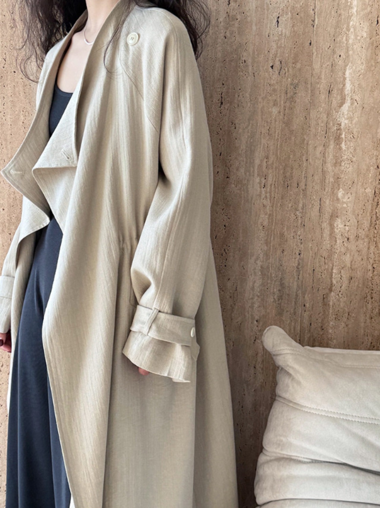 高級リネン風トレンチコート