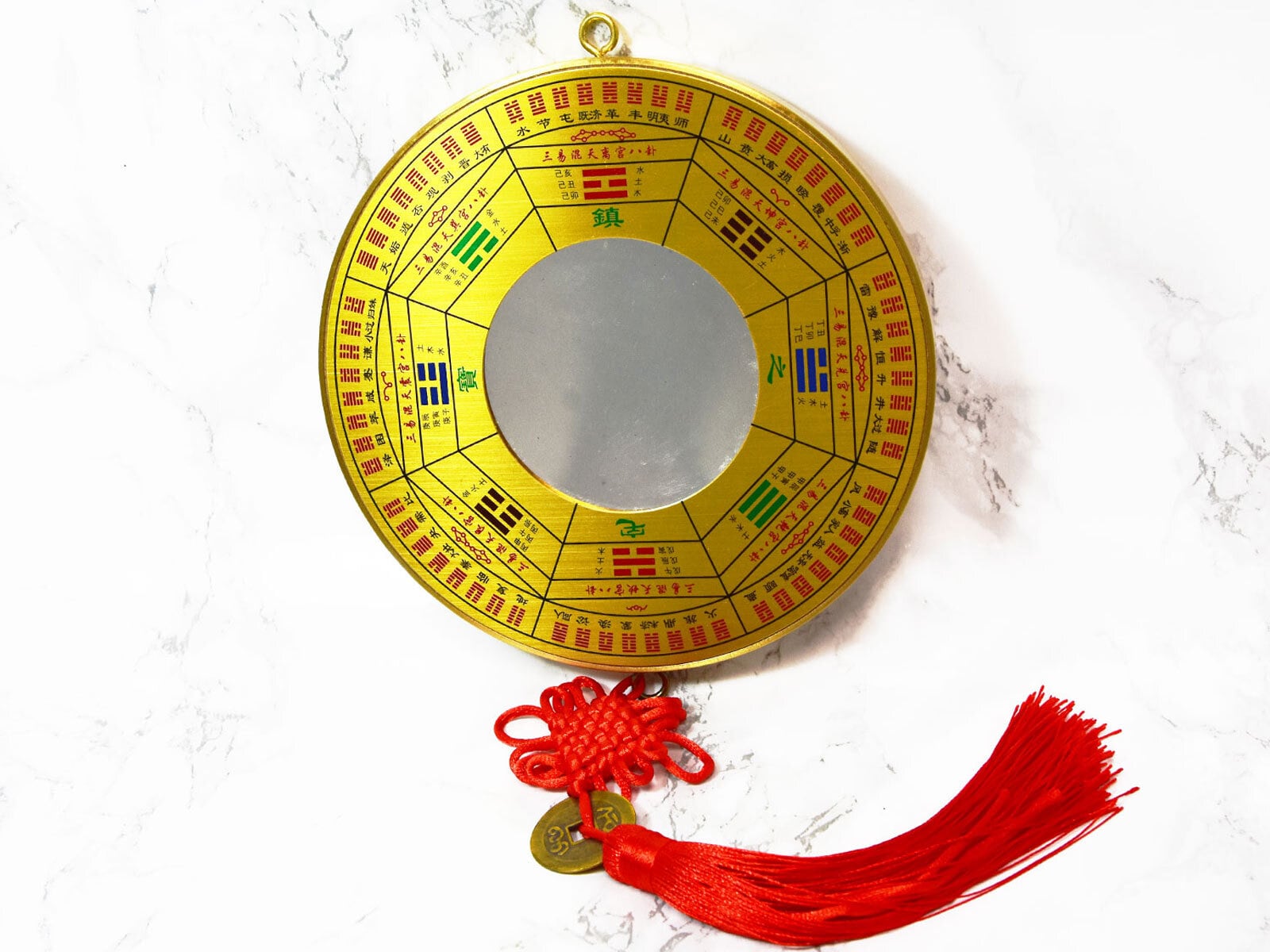 八卦鏡 風水 凹面鏡 太極九宮八卦 中サイズ 金色 パーコーチン 運気