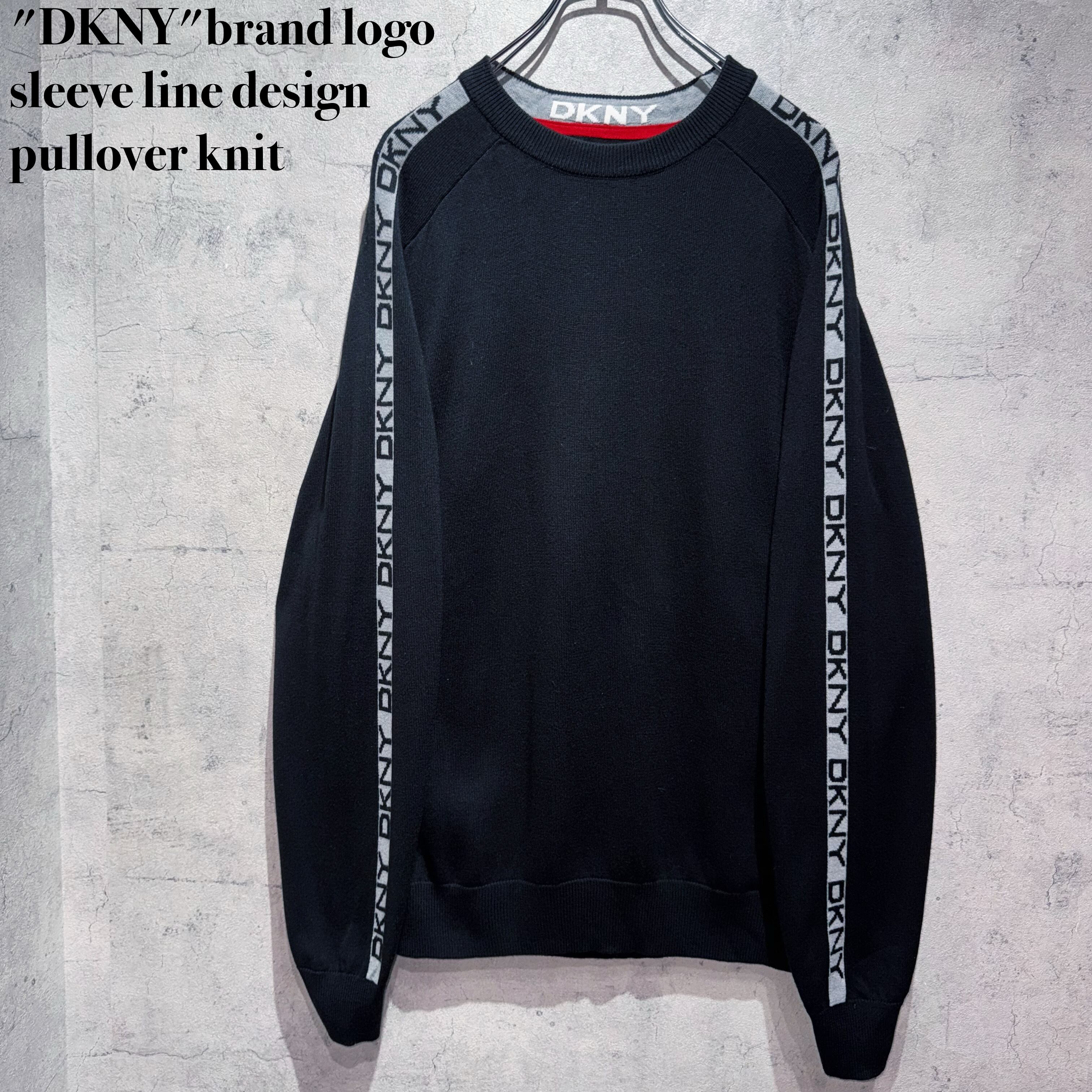 "DKNY"brand logo sleeve line design pullover knit