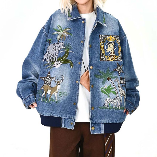 サファリエンブロイダリーデニムブルゾン   R01542