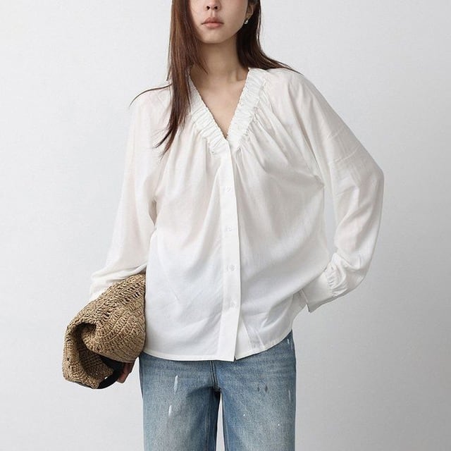 gather v-neck blouse 14288