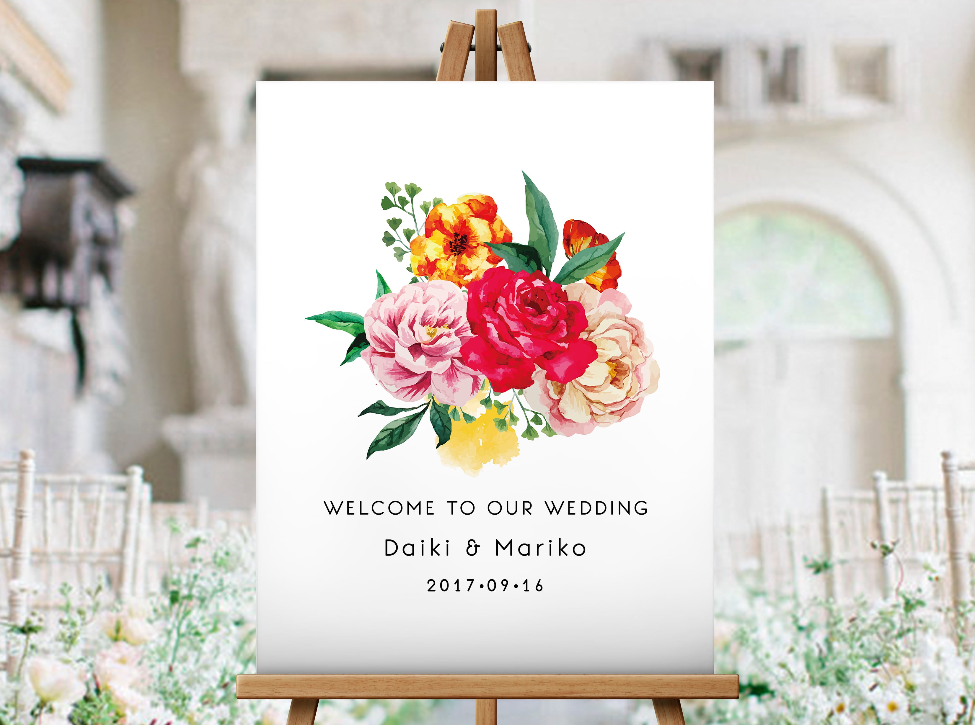 【フラワーブーケ】シンプルウェルカムボードシリーズ