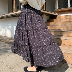 ditsy floral tiered long skirt　J00528