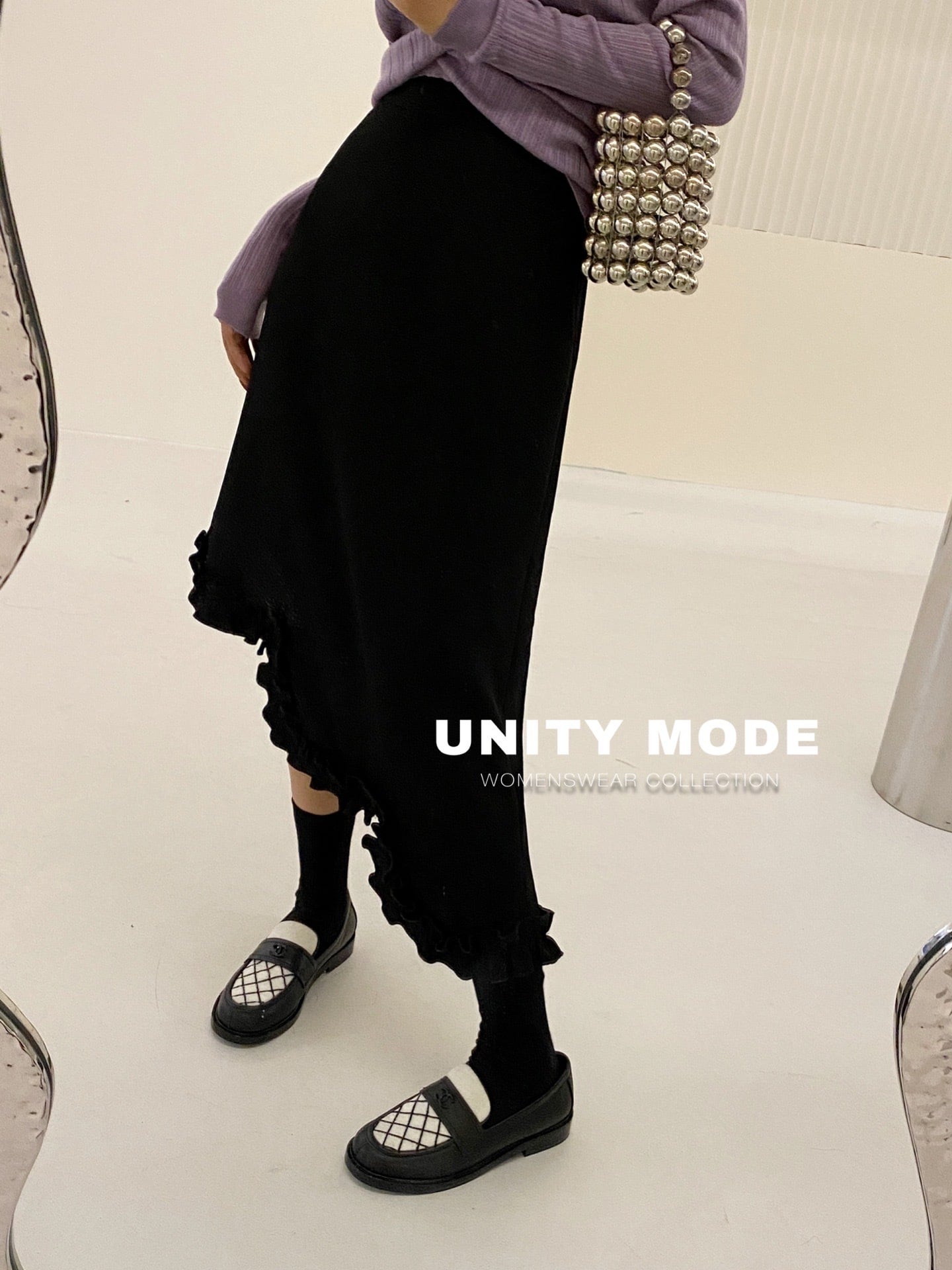 アシンメトリースカート オータムスタンダードスタイルウェストスリム レトロ 秋物 ビッグFスモールZ韓国10152223104