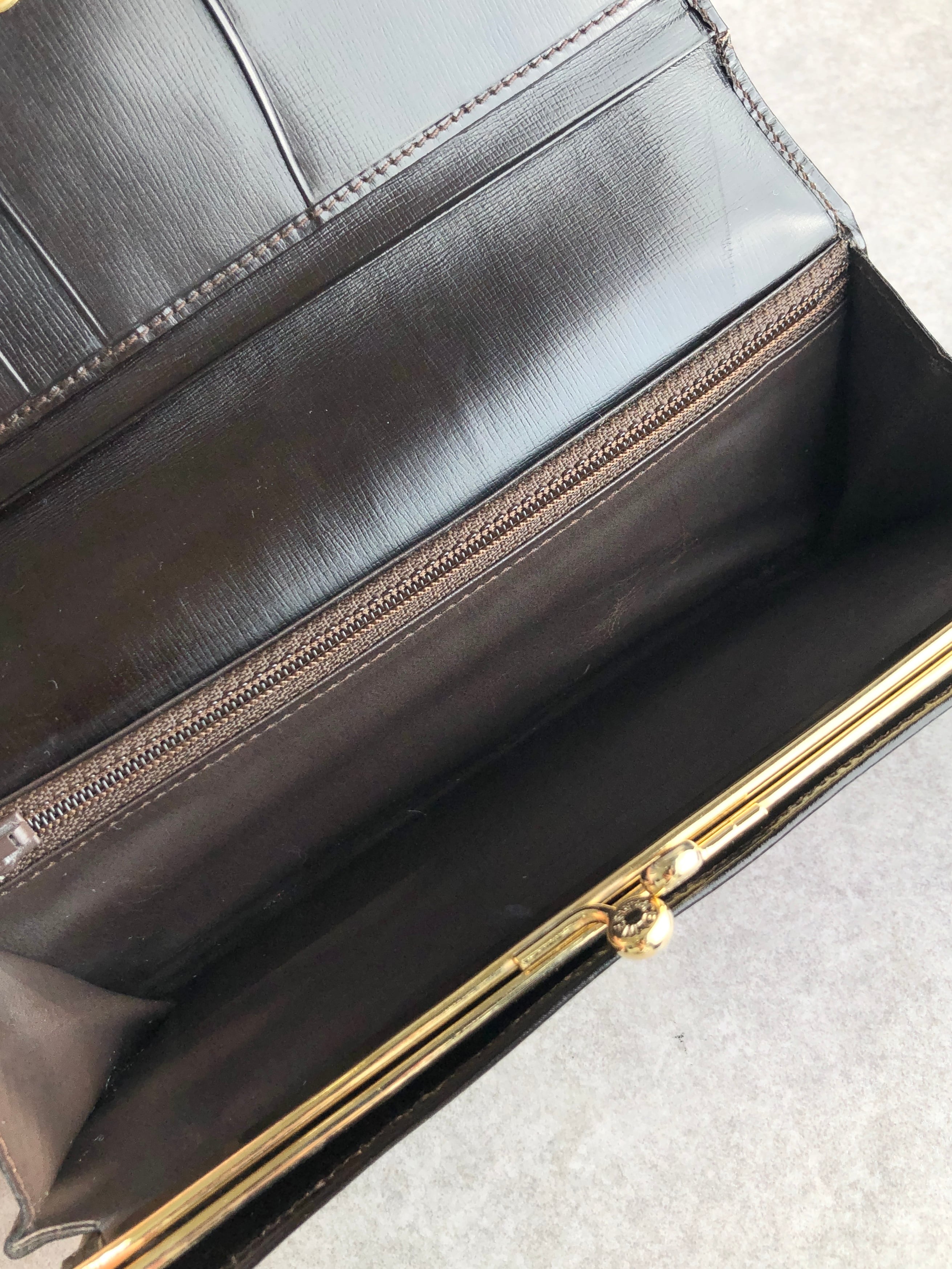 CELINE セリーヌ 財布 ブラック ガンチーニ レザー 長財布 vintage