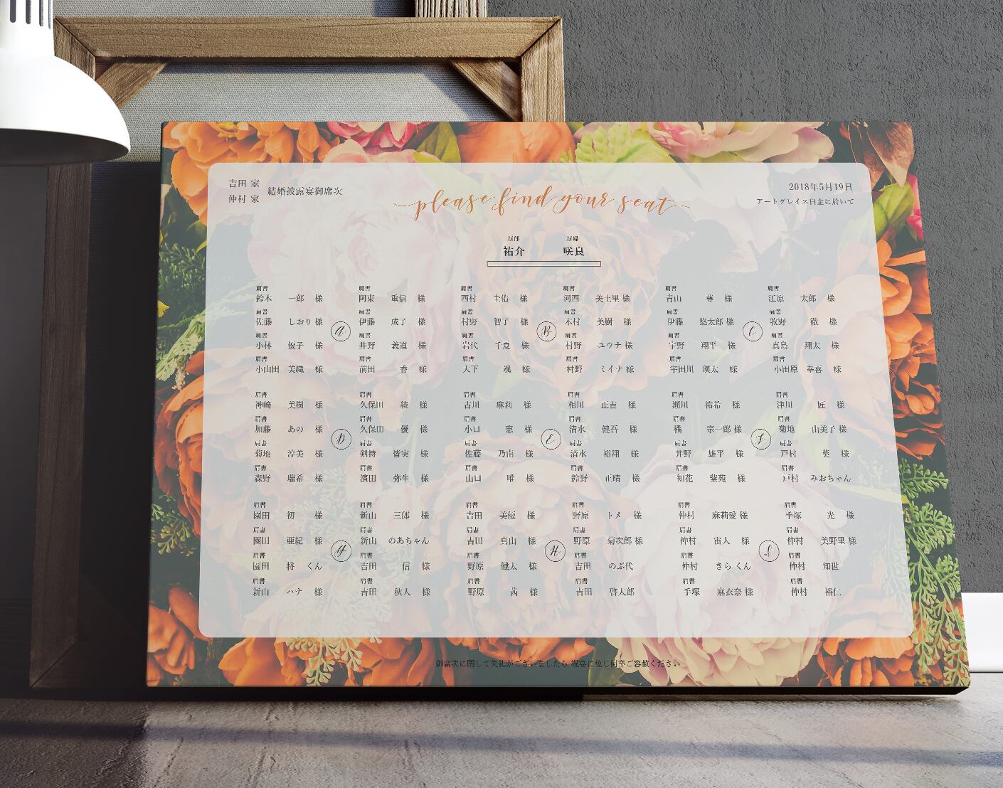 ヴィンテージフラワー シーティングチャート│席次表