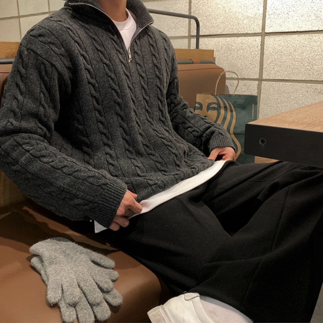 ケーブルジップアップニット　MT0080340