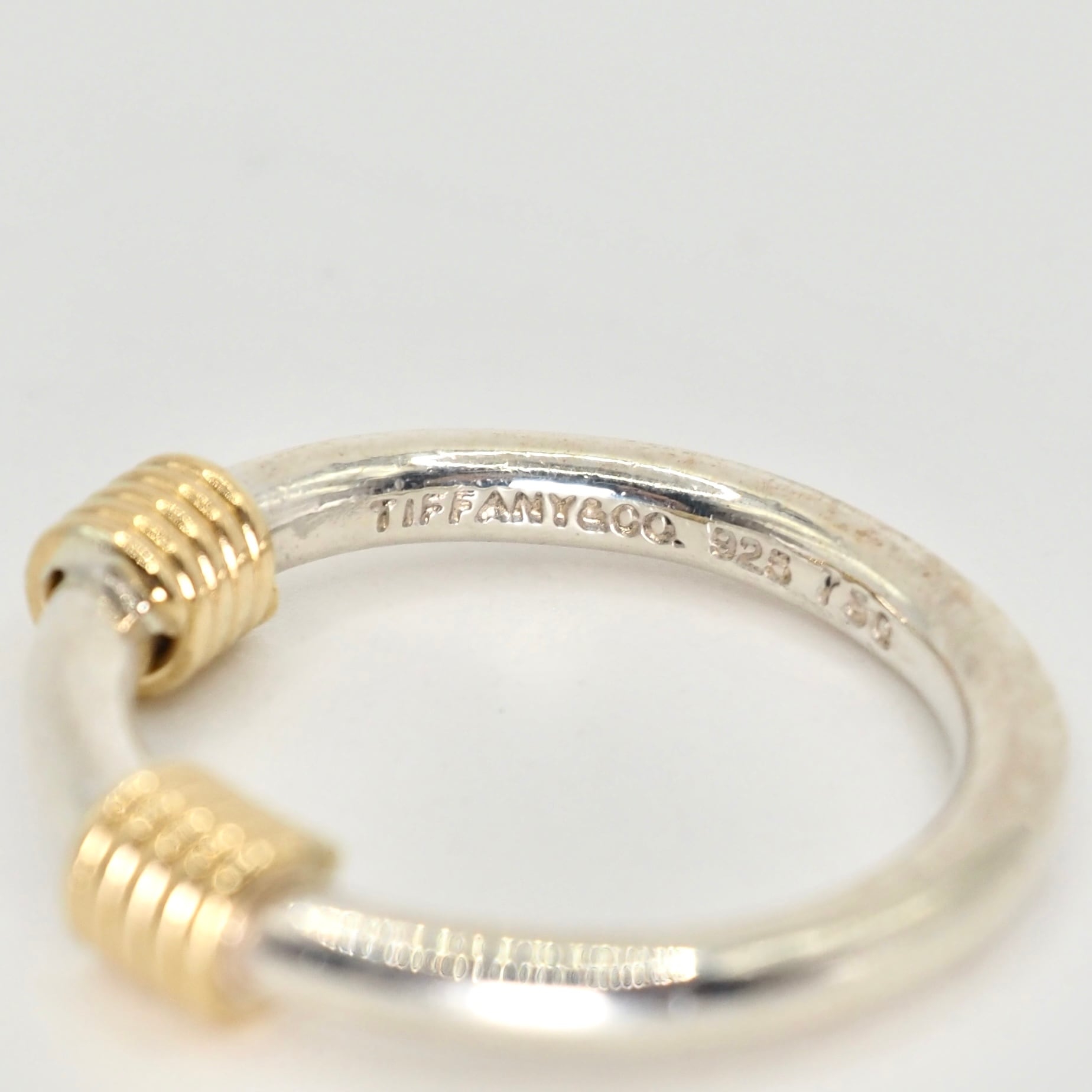 Tiffany&Co. 約9号 コンビバンドウィズ2ワイヤーリング K18 シルバー