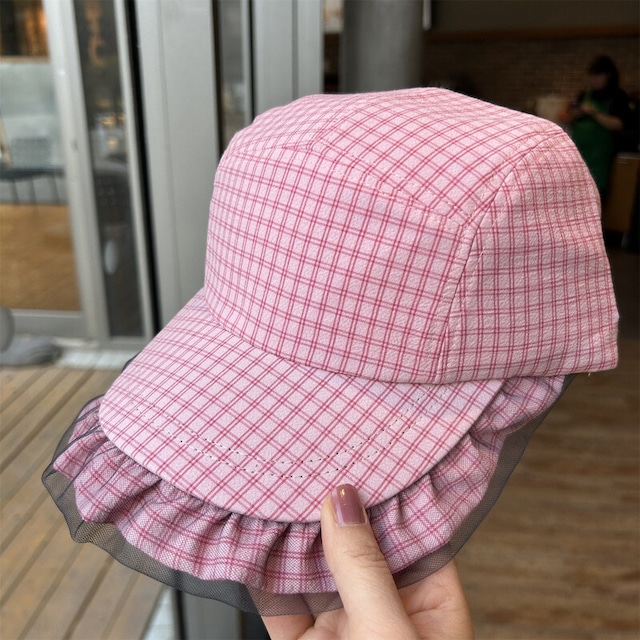 全3色/Frill brim check cap　M453