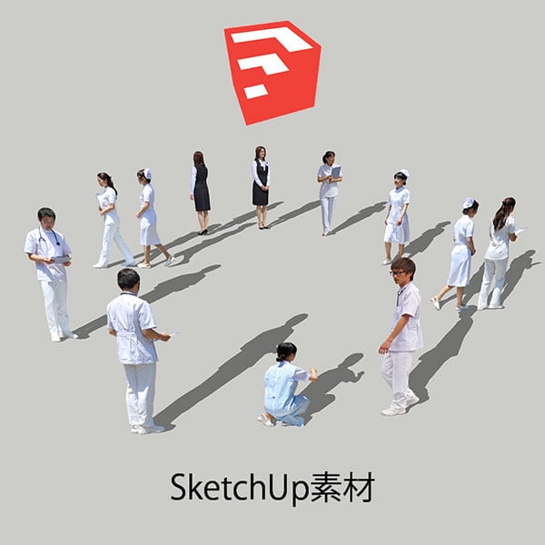 医療人物SketchUp素材10個 4p_set052 - 画像1