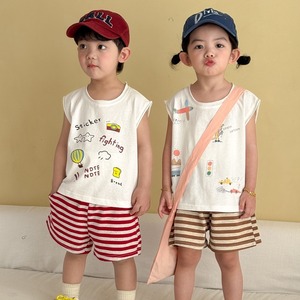 【BABY&KID】ノースリーブトップス＆ボーダーパンツ