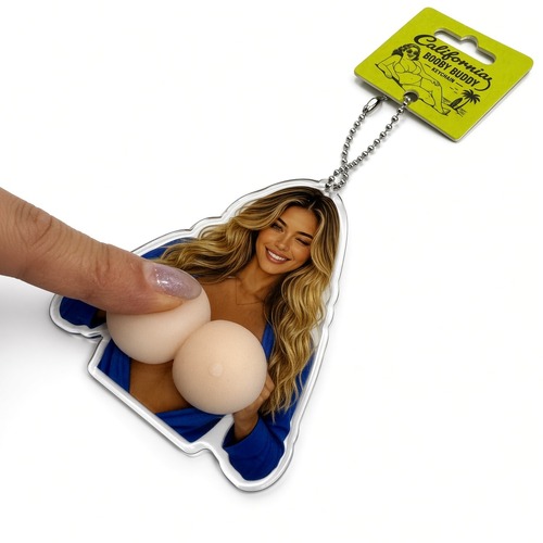 カリフォルニア ブービーバディ キーホルダー ブルー おっぱい 押せる TPR アクリル セクシー  :BBK-010