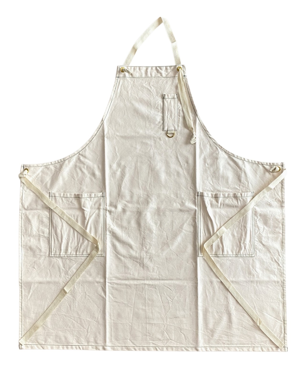 Daily apron KI [green stitch] / デイリーエプロン（キナリ）＊グリーンステッチ