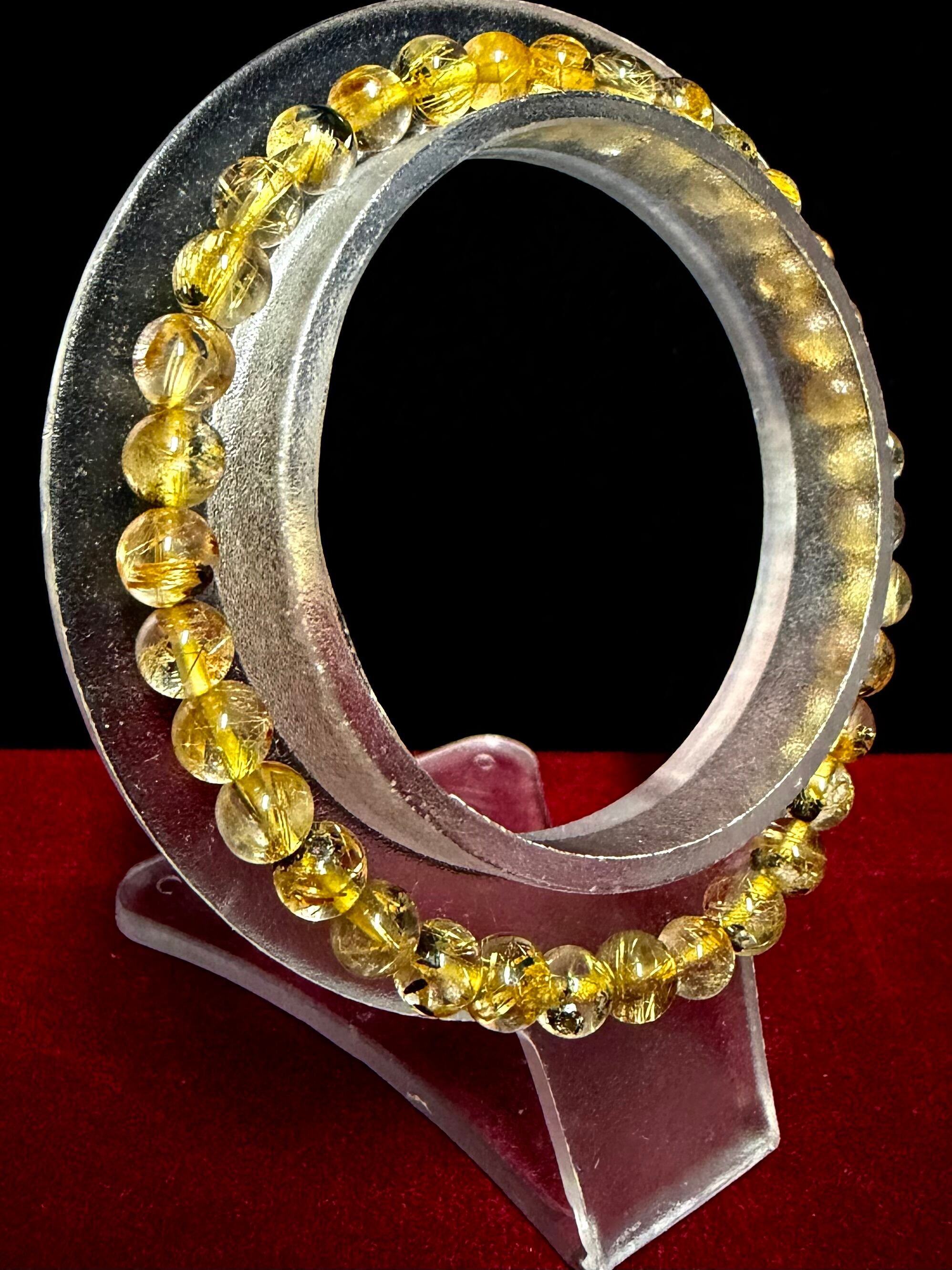 8) 美品!「ゴールド・ルチル」ブレスレット5.5mm