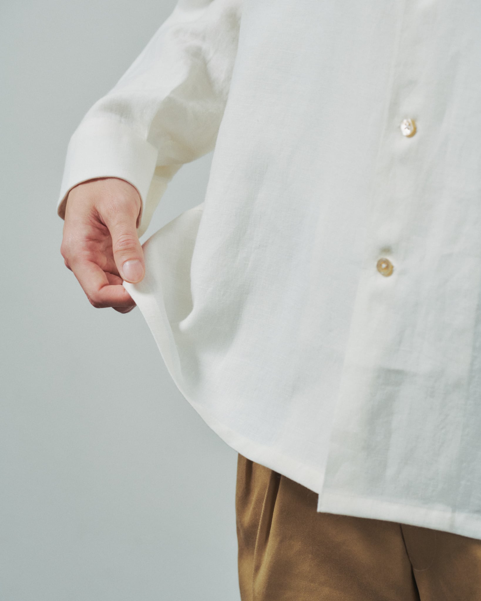 希少 イタリア製 OLD HERNO ピュアリネン100% バンドカラーシャツ 新品】MINTENS 1960s vintage linen shirts made in Italy fabrics