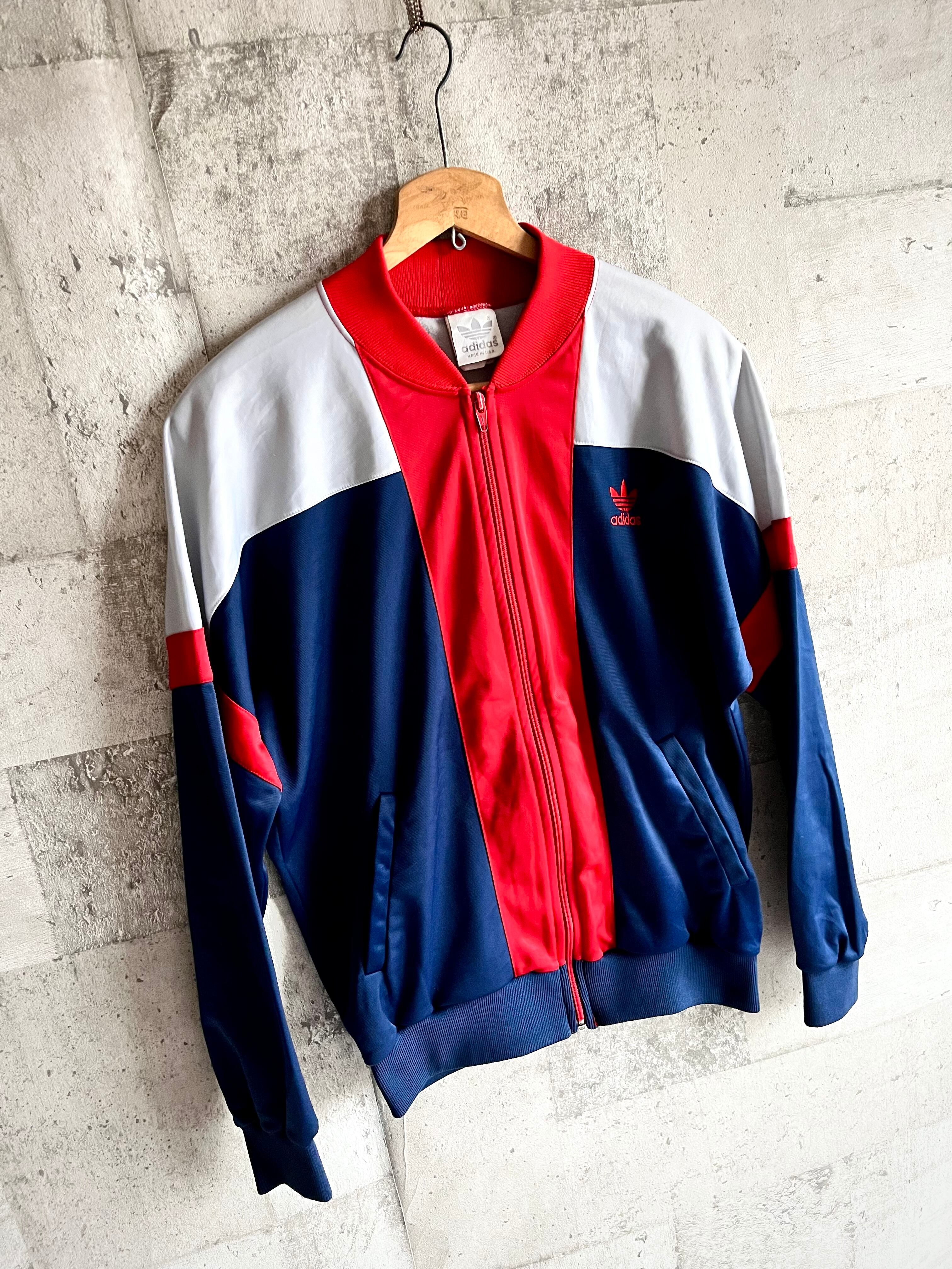 80s USA製 ADIDAS TRUCK JACKET TRICOLORE OLD VINTAGE アメリカ製