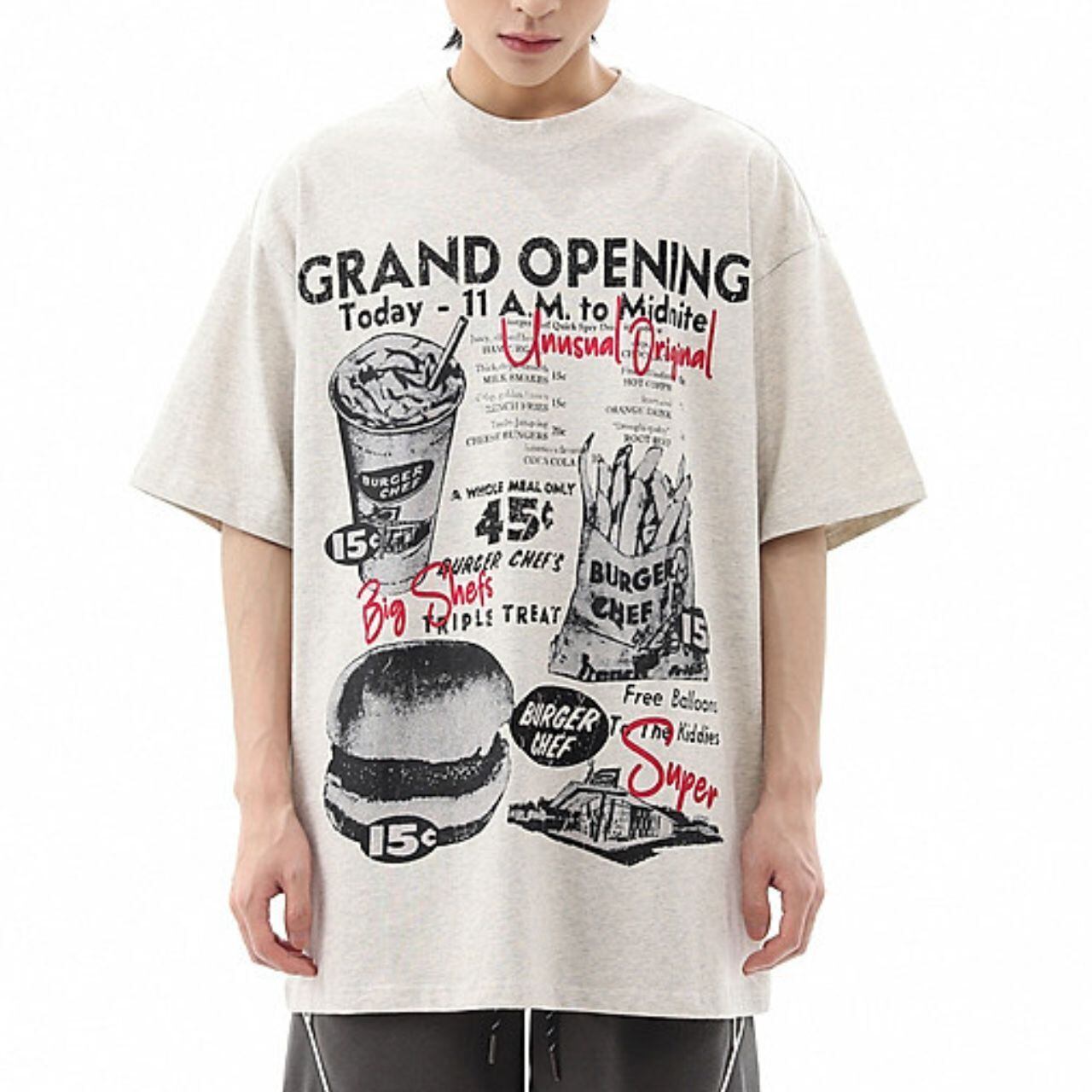 レトロダイナーグラフィックフードプリントTシャツ 2col   A00026