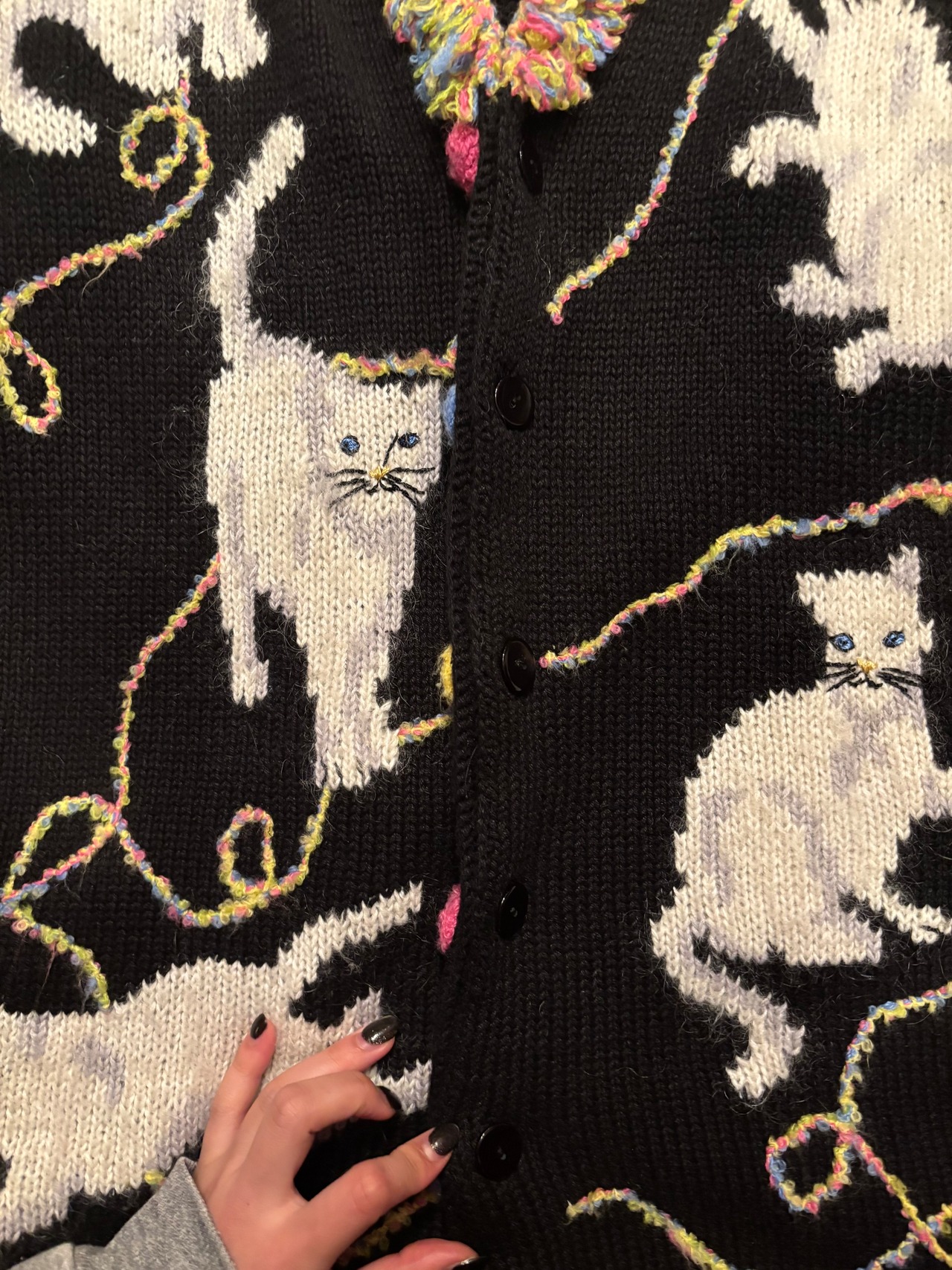 1990's cats motif knit cardigan | ROSE vintage