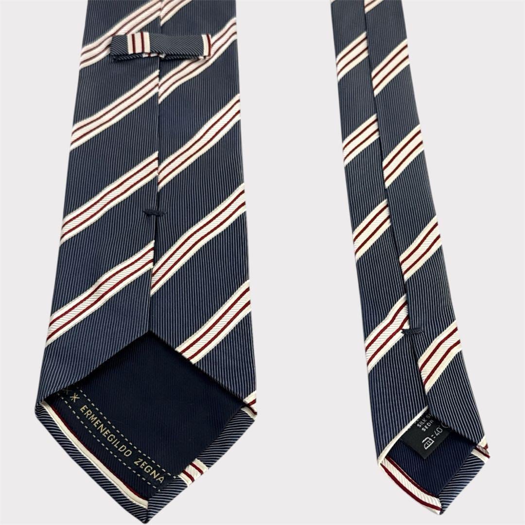 未使用 ゼニア ZEGNA ネクタイ ストライプ ネイビー バーガンディ Ermenegildo Zegna ストライプ ネクタイ | KAGO Aluk online shop
