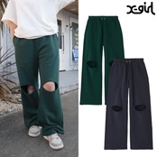 【X-girl】KNEE SLIT SWEAT PANTS【エックスガール】