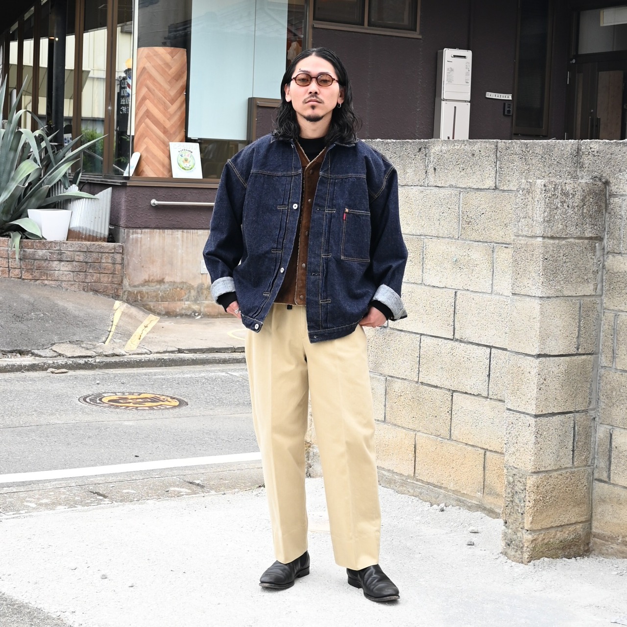 INTÉRIM(インテリム)大戦モデルデニムジャケット、チノスラックスstyle