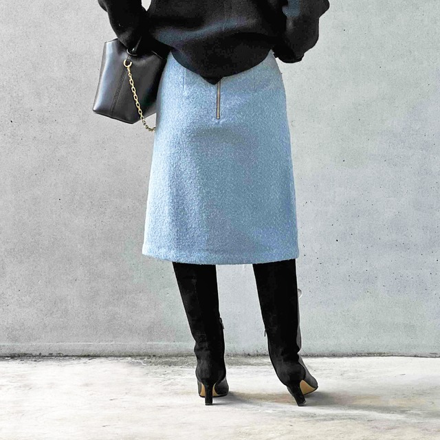 12/21.21:00 START!!《事務所移転SALE!》ツイード膝丈スカート【日本製 】