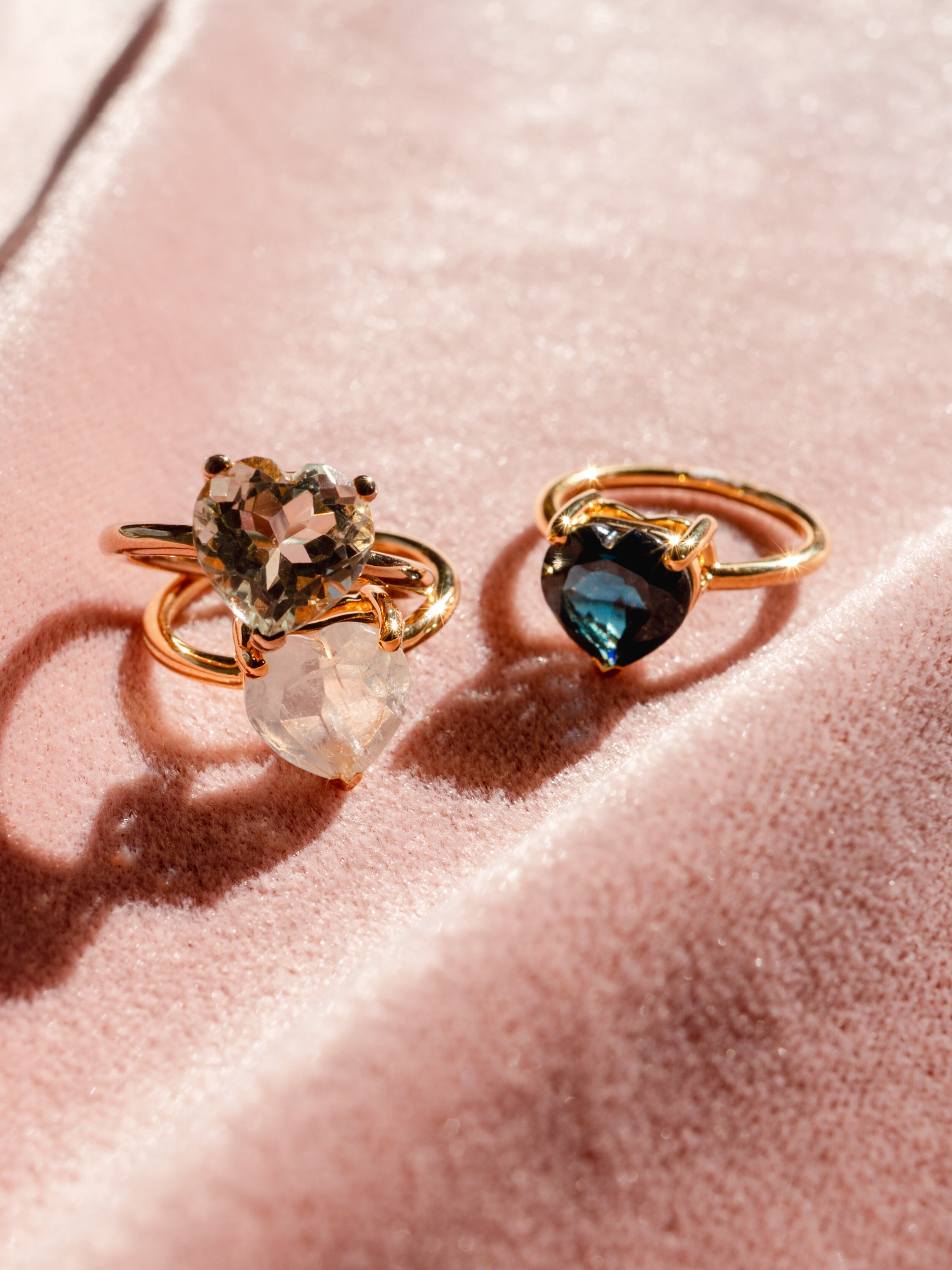 ロンドンブルートパーズ ハートシェイプリング イエローゴールド