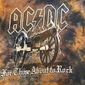 【DELTA PRO WEIGHT】AC/DC バンドTシャツ 悪魔の招待状 ロックt タイダイ染め ロゴ M相当 US古着 アメリカ古着