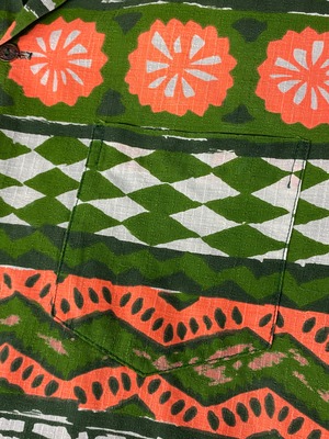 60s〜 kaikamahineカイカマヒネ ヴィンテージハワイアンシャツ アロハシャツ 古銭ボタン