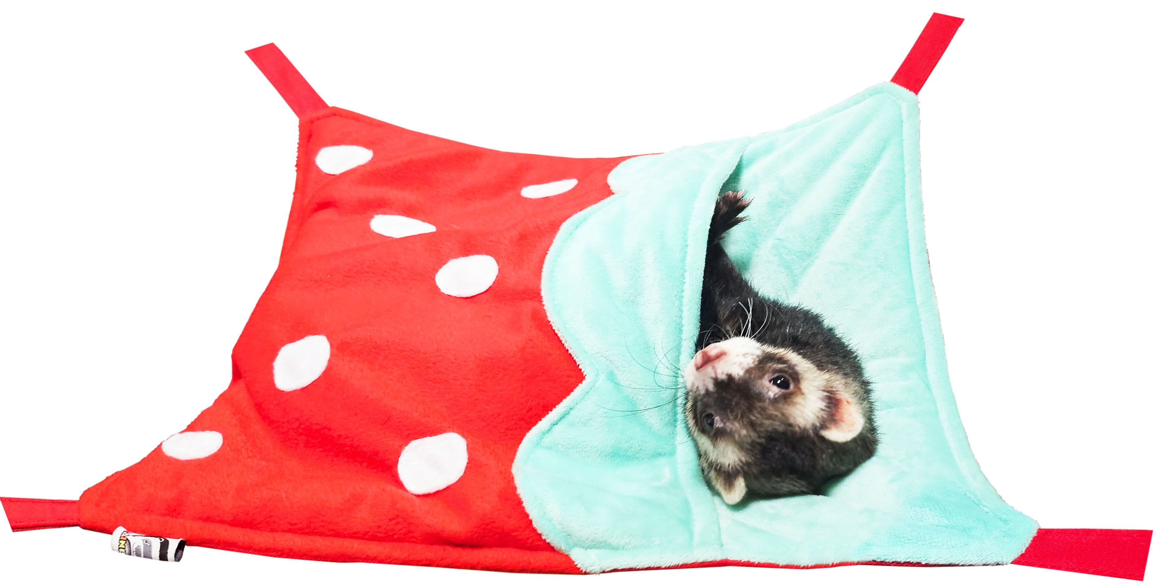 【フェレット】ふんわりいちごのハンモック レッド/ピンク