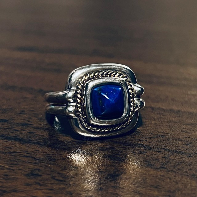 VINTAGE TIFFANY & CO. Lapis Lazuli 18K Gold Rope Ring Sterling Silver | ヴィンテージ ティファニー ラピス ラズリ 18K ゴールド ロープ リング スターリング シルバー