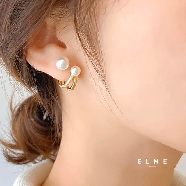 ダブルパールフープピアス