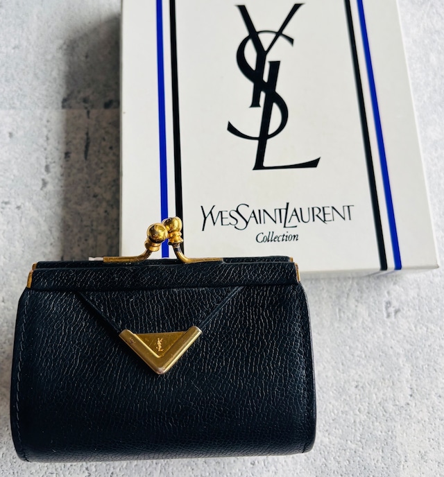Yves Saint Laurent がま口レザーコインケース 箱付き