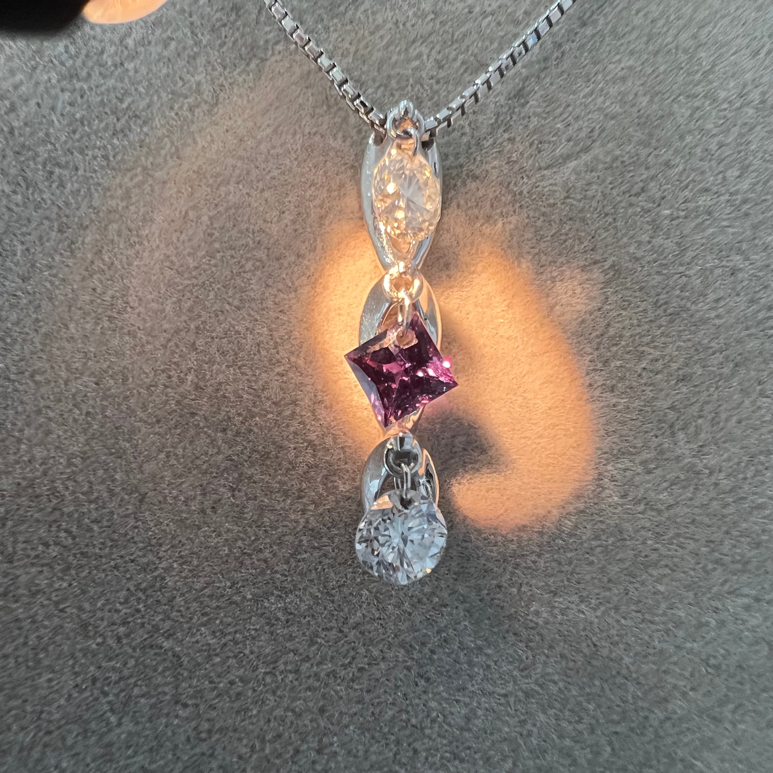 全宝協鑑別】K18WG アレキサンドライト0.33ct D0.60ct 45cm スライド ...