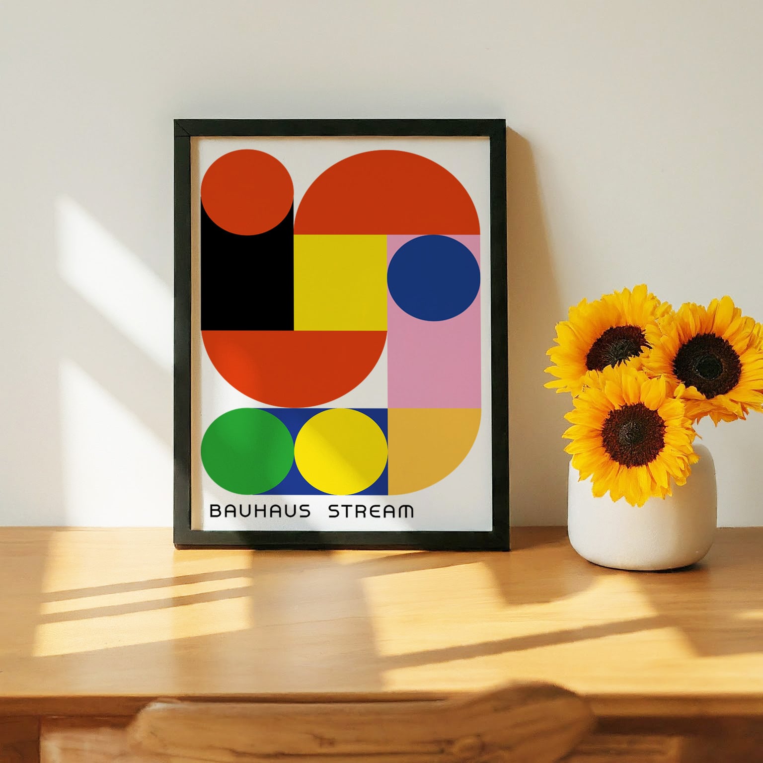 45-バウハウス BAUHAUS A4額装付き アート モダン ポスター ミッド