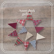 ”即納” Assort check garland [紐の長さ3.6m]: タータンチェック ギンガムチェック ガーランド クリスマス 赤 レッド  撮影小物