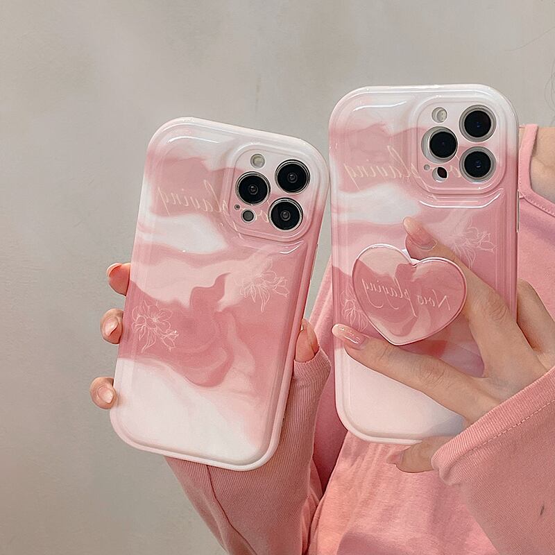 iPhone14 Pro Max/13/12ケース いちごミルク ハートソケット付き