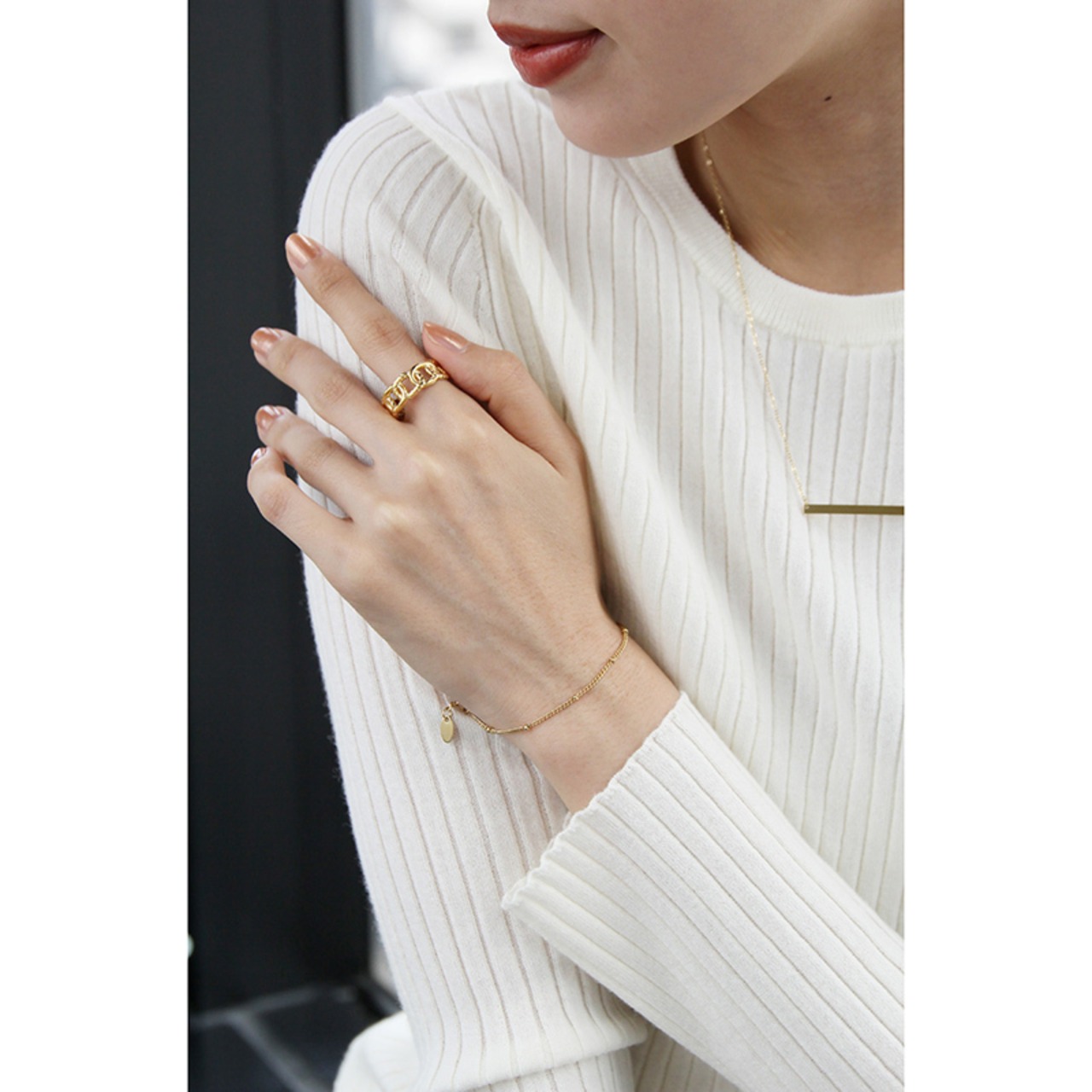 【ネコポス便】リング ロープチェーンオープンリング 金属アレルギー ステンレス 1951