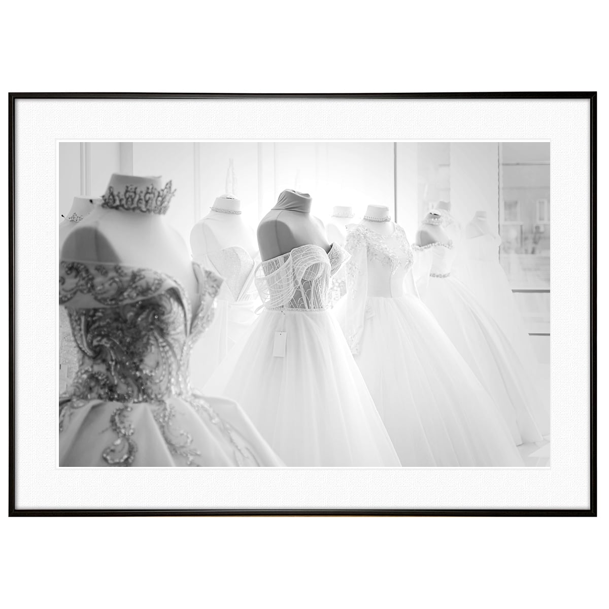 人物写真 ウェディングドレス インテリアアート モノクロポスター額装 AS3051