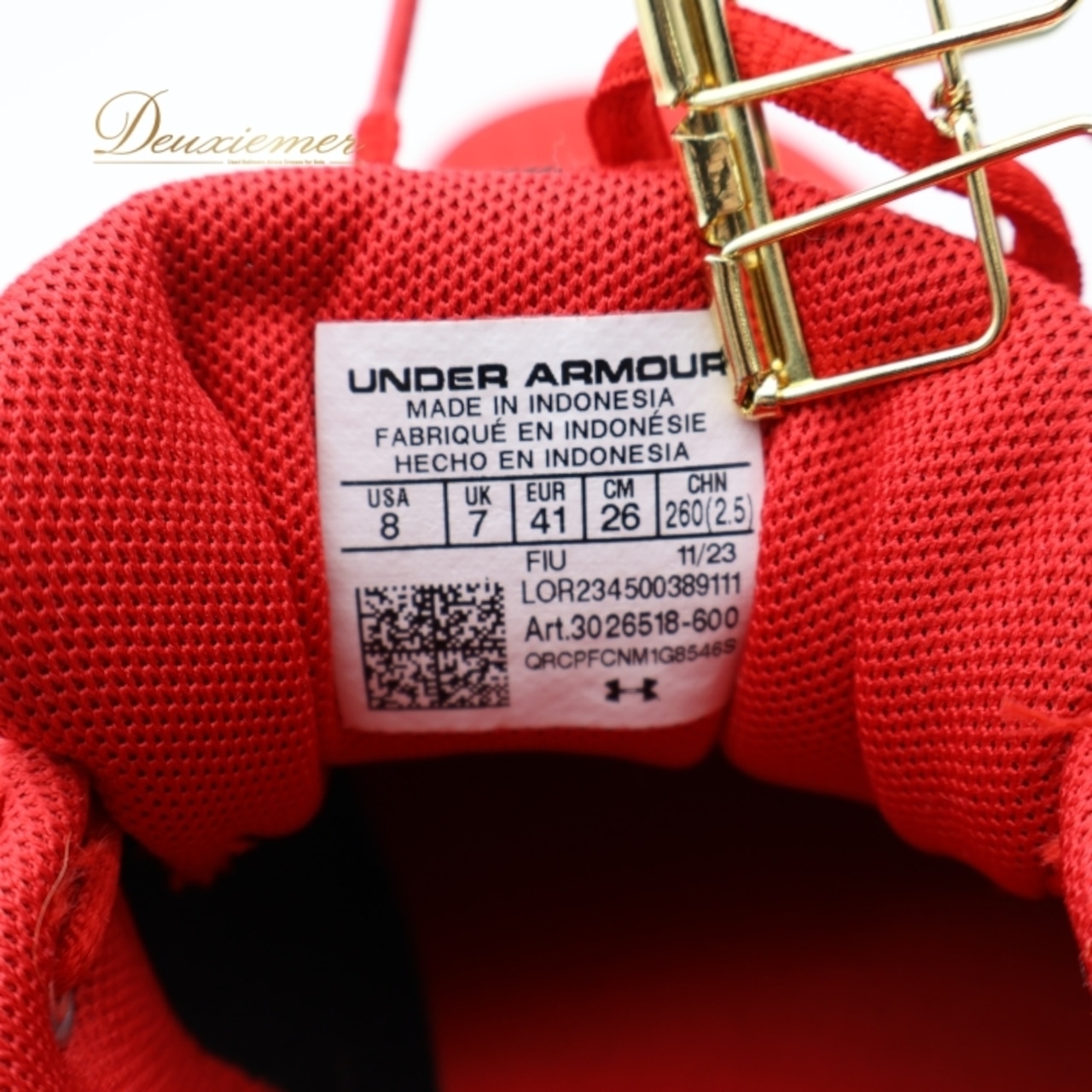 UNDER ARMOUR スニーカー 26cm レッド系 COMFORT DELUXE SYSTEM アンダーアーマー 赤 白 黒 シューズ 紐 スポーツ 運動 ランニング ジョギング 軽い 走る 鮮やか ホワイト系 ブラック系