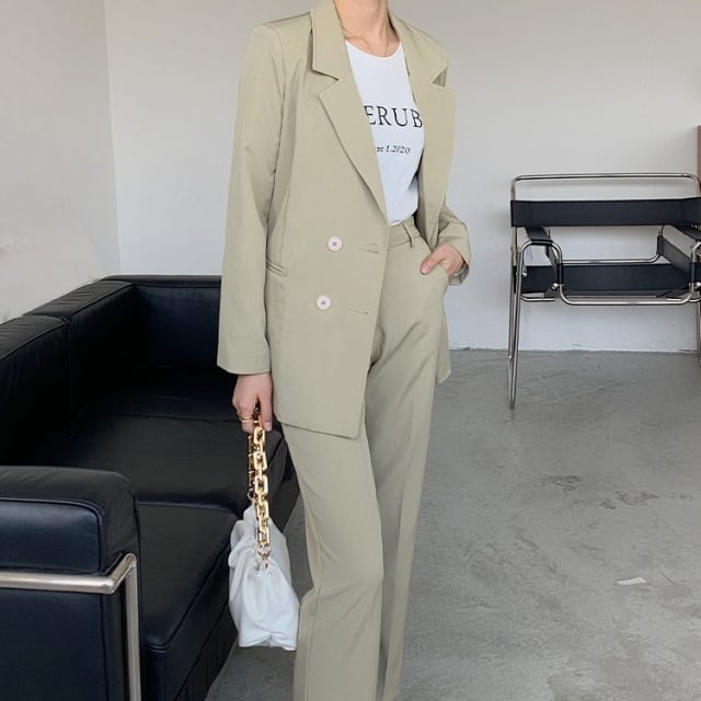 パンツスーツ ベージュ 上下 セオリー パンツスーツセットアップ 上下