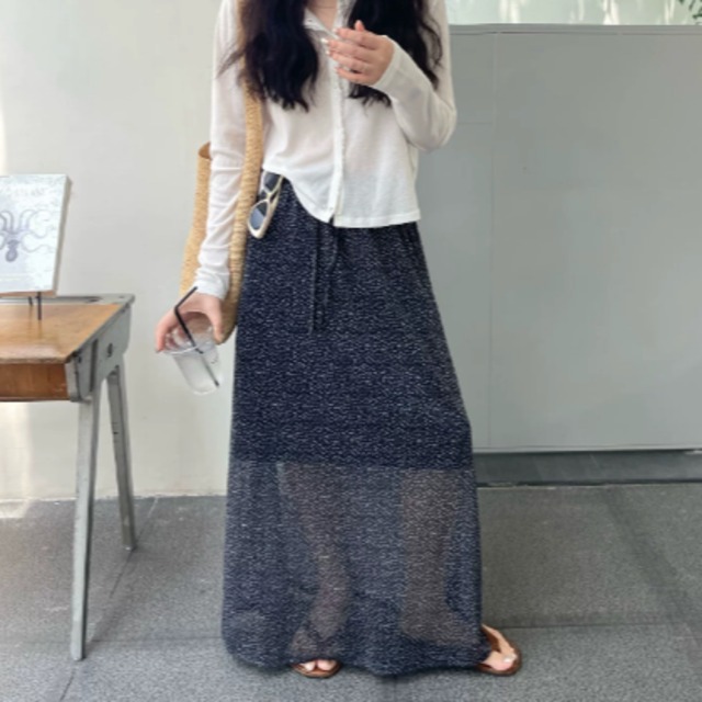 小花柄シアーロングスカート　2litr03003