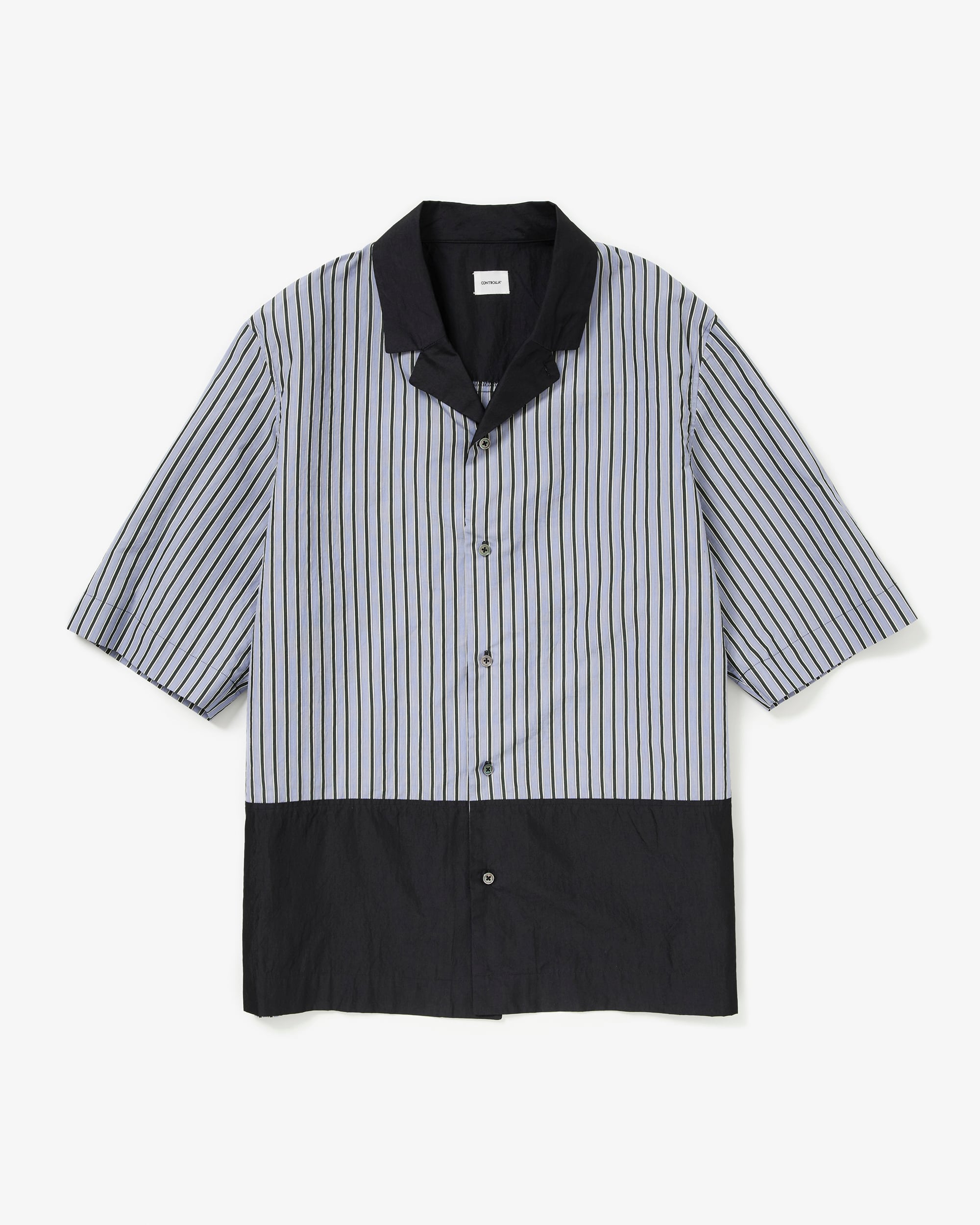 CONTROLLA+silk blend luxury bicolor open collar shirt