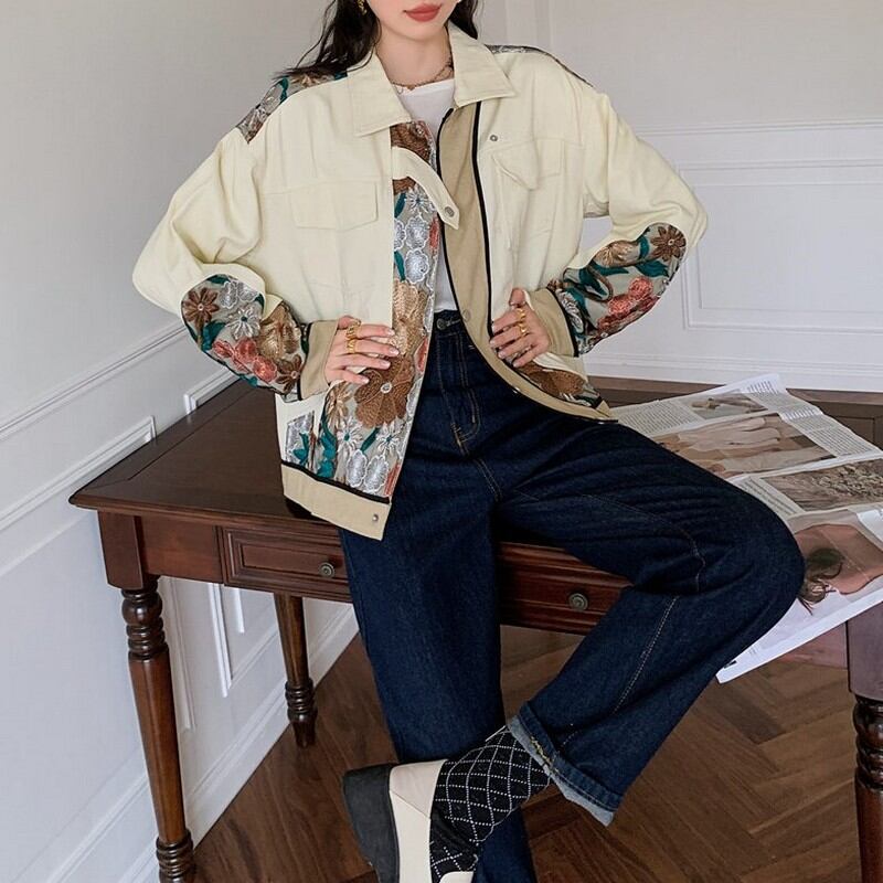 花刺繍の白jacket(O-011) | Shelluits